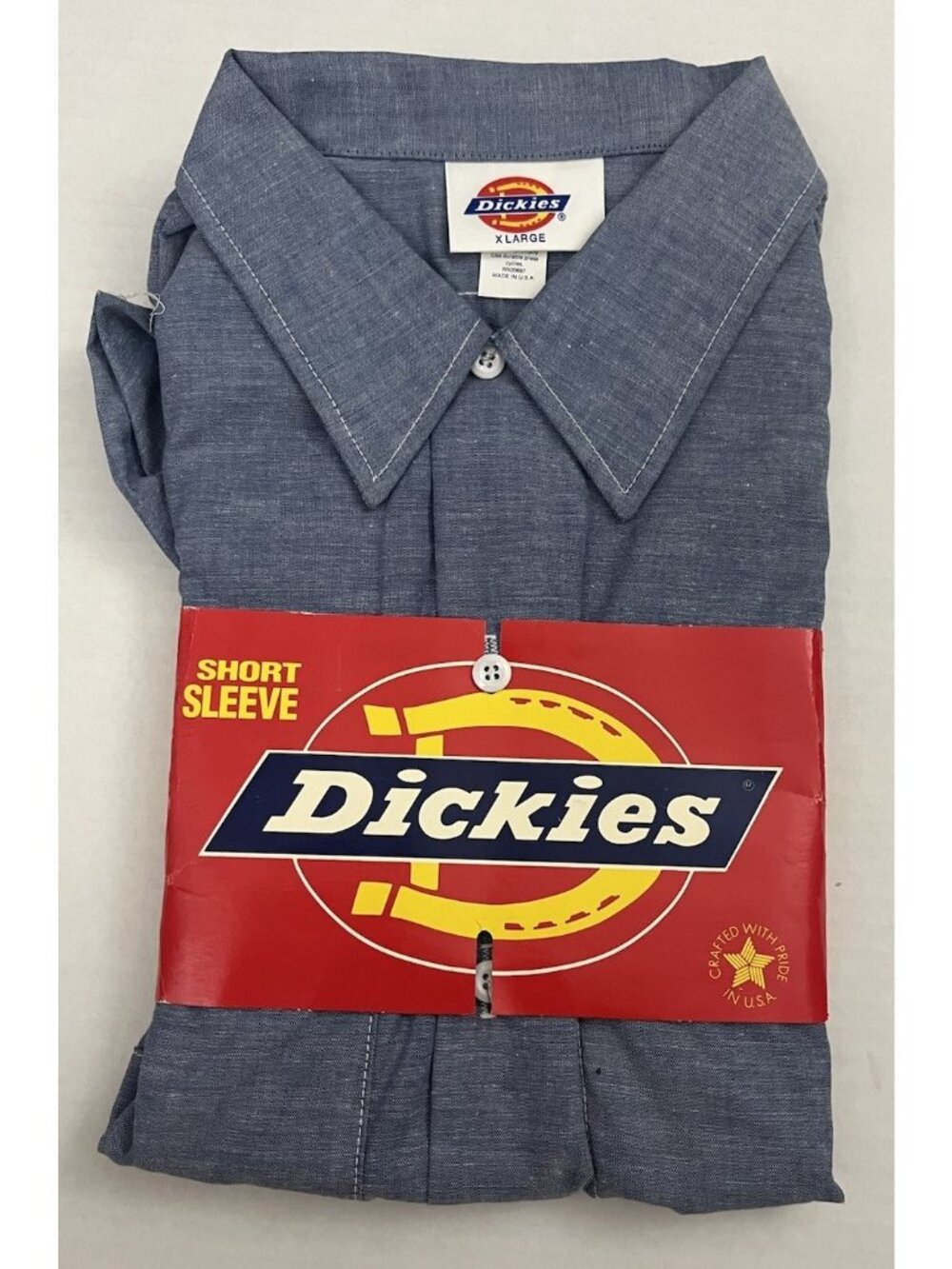 Vintage Dickies Short Sleeve Chambray Blue Work Shirt Men's XL NWT Deadstock USA